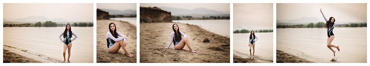 senior girl on beach slaying her senior session in simple personal clothes