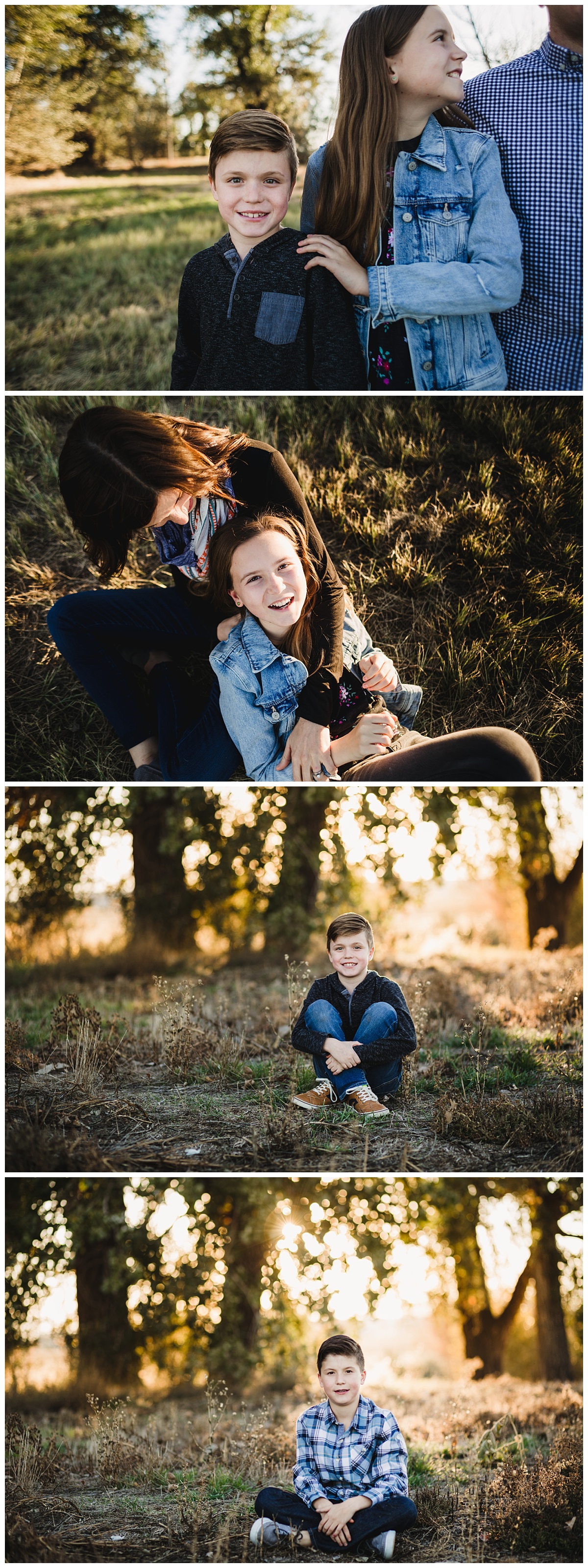 kids sitting in grass for family photo session