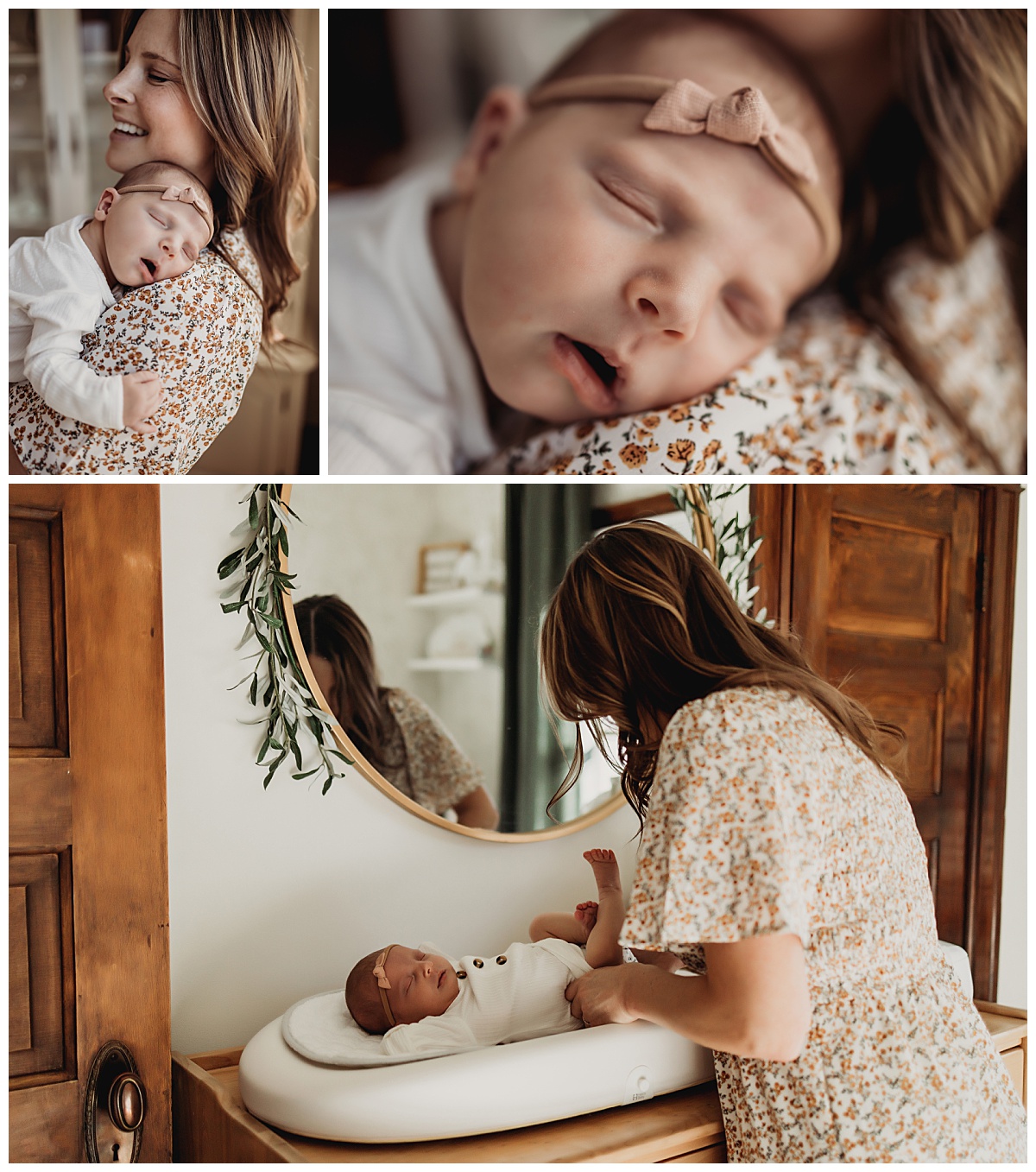 daughter sleeps on mother's shoulder by Denver newborn photographer