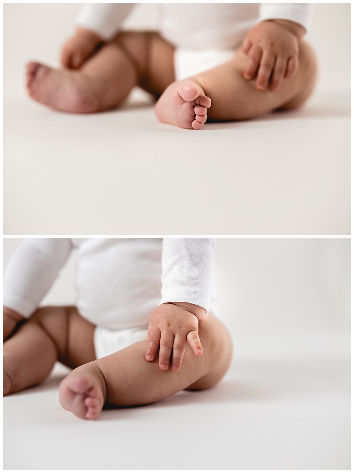 tiny toes and chubby thighs at minimal sitter milestone session