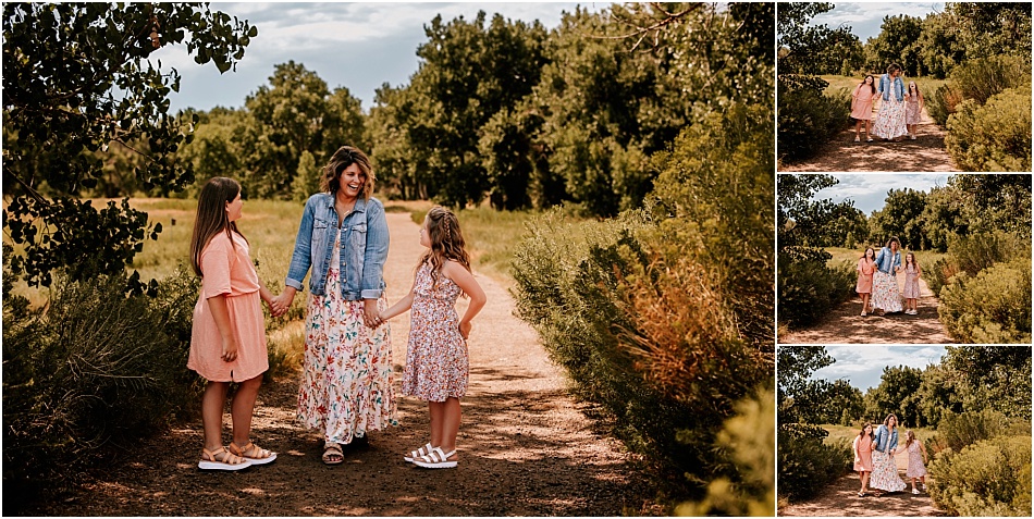 Kids pose with bright colorful flowers for a family session during the summer in Colorado